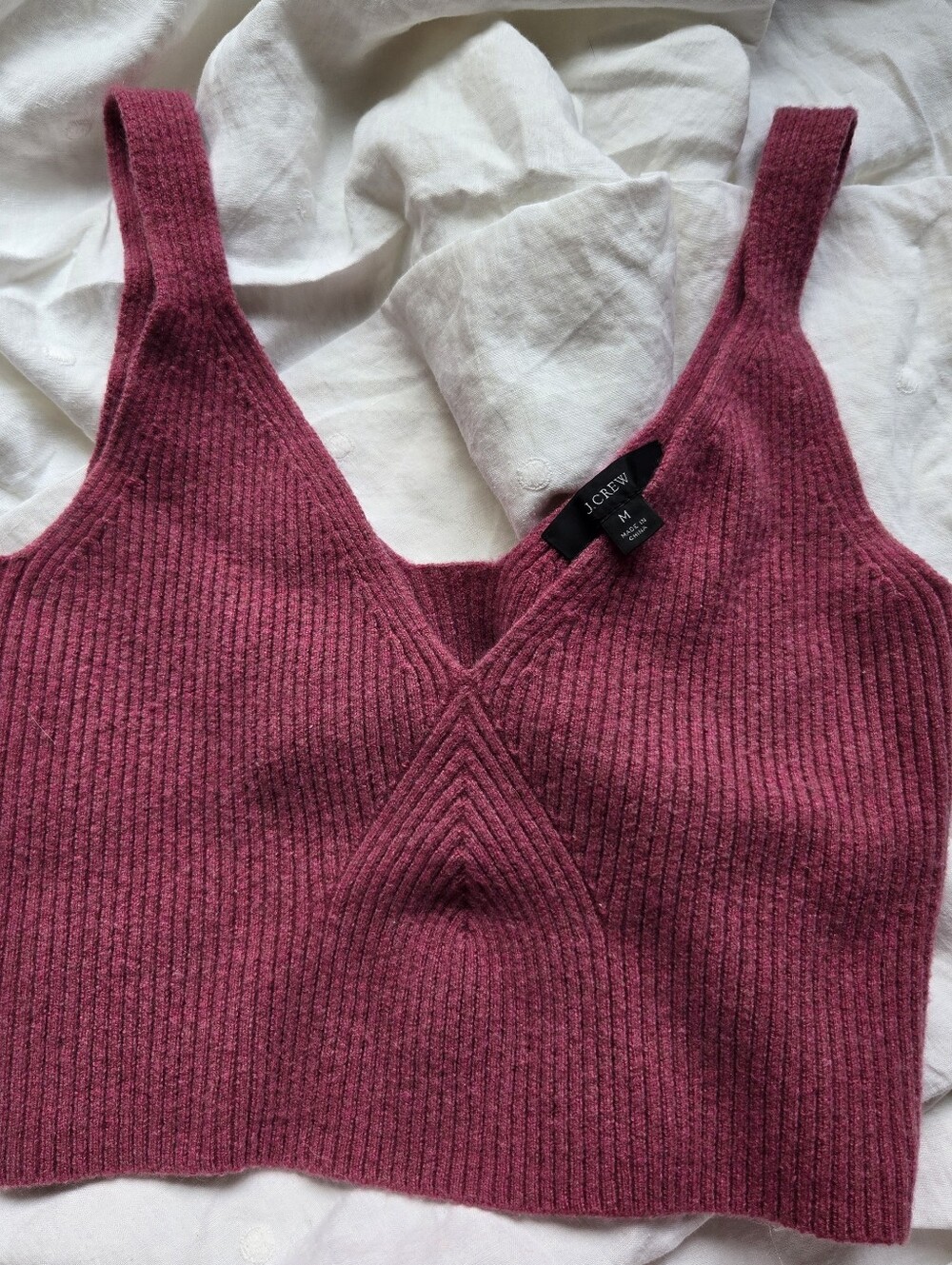 J Crew Cashmere Crop Top M Pink Good used condition, soft.